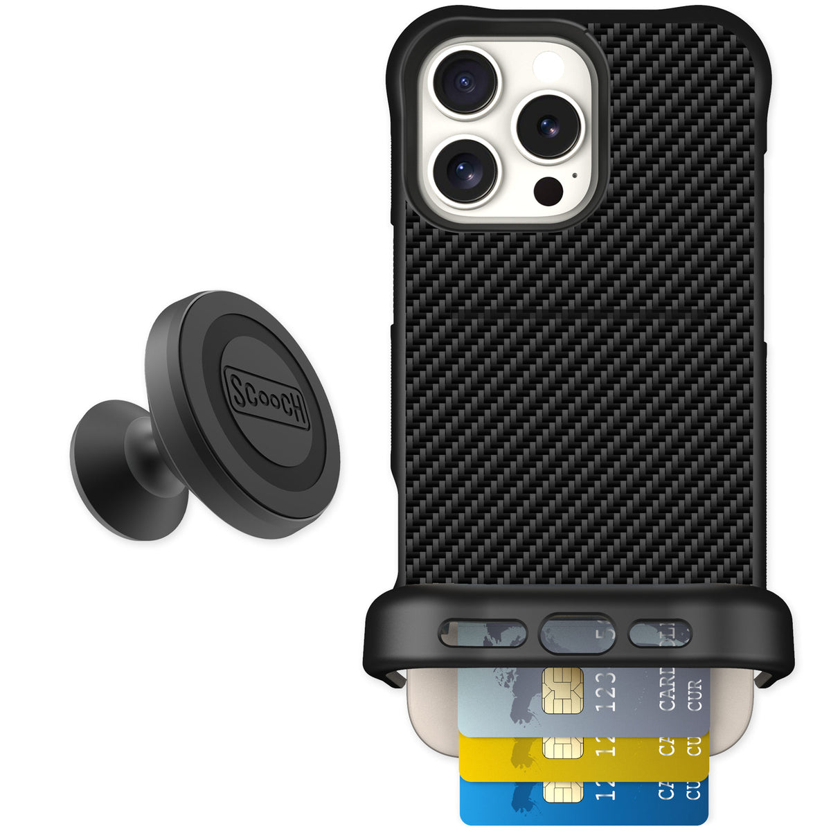 Scooch Wingmate Carbon Fiber for iPhone 16 Pro Max — Starter Bundle