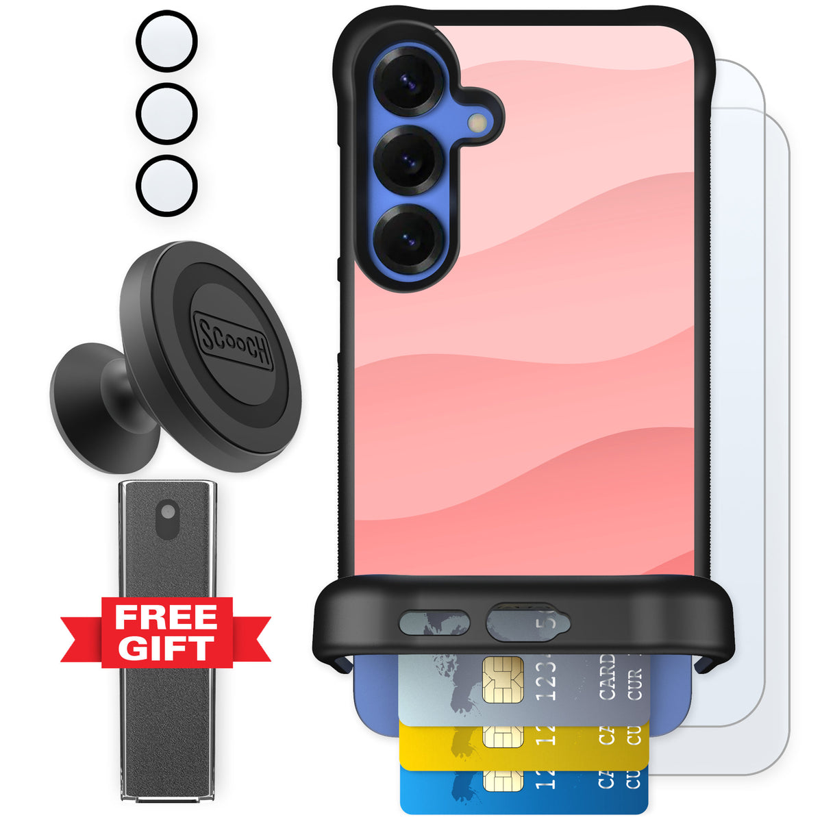 Scooch Wingmate Pink Waves for Galaxy S25+ — Defender Bundle