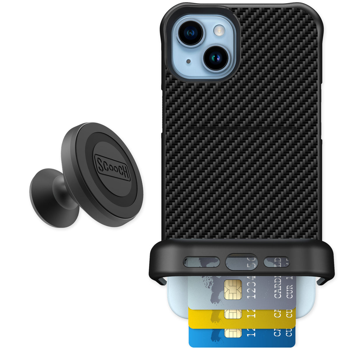 Scooch Wingmate Carbon Fiber for iPhone 14 Plus — Starter Bundle