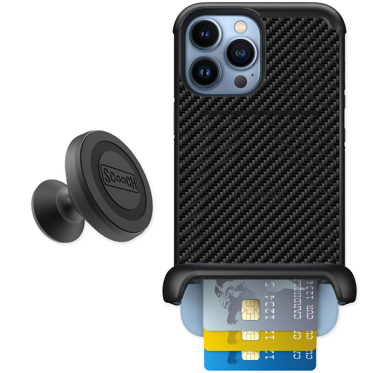 Scooch Wingmate Carbon Fiber for iPhone 13 Pro Max — Starter Bundle