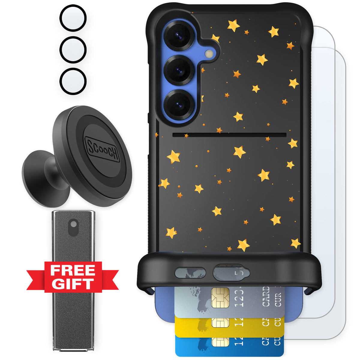 Scooch Wingmate Gold Stars for Galaxy S25+ — Defender Bundle