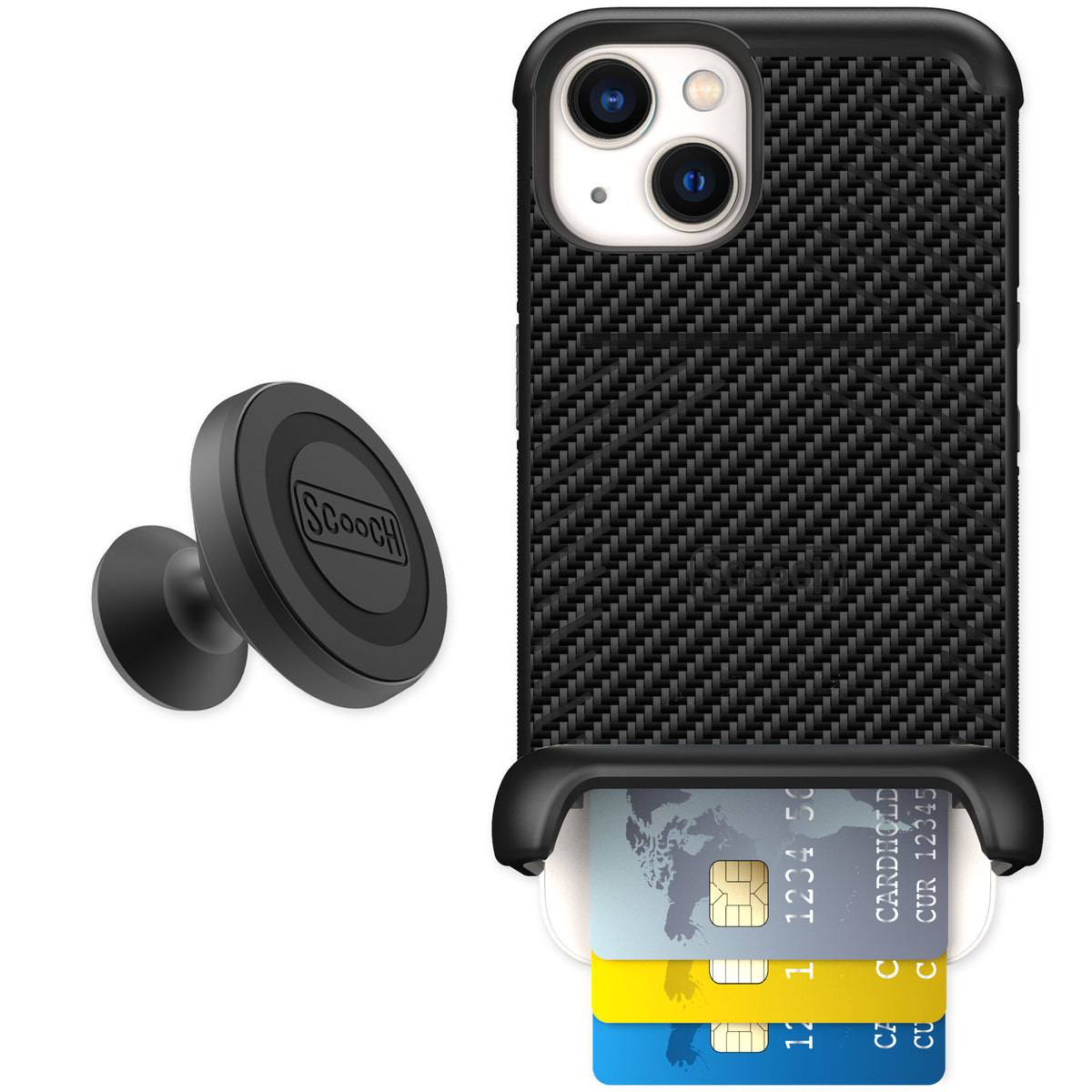 Scooch Wingmate Carbon Fiber for iPhone 13 — Starter Bundle