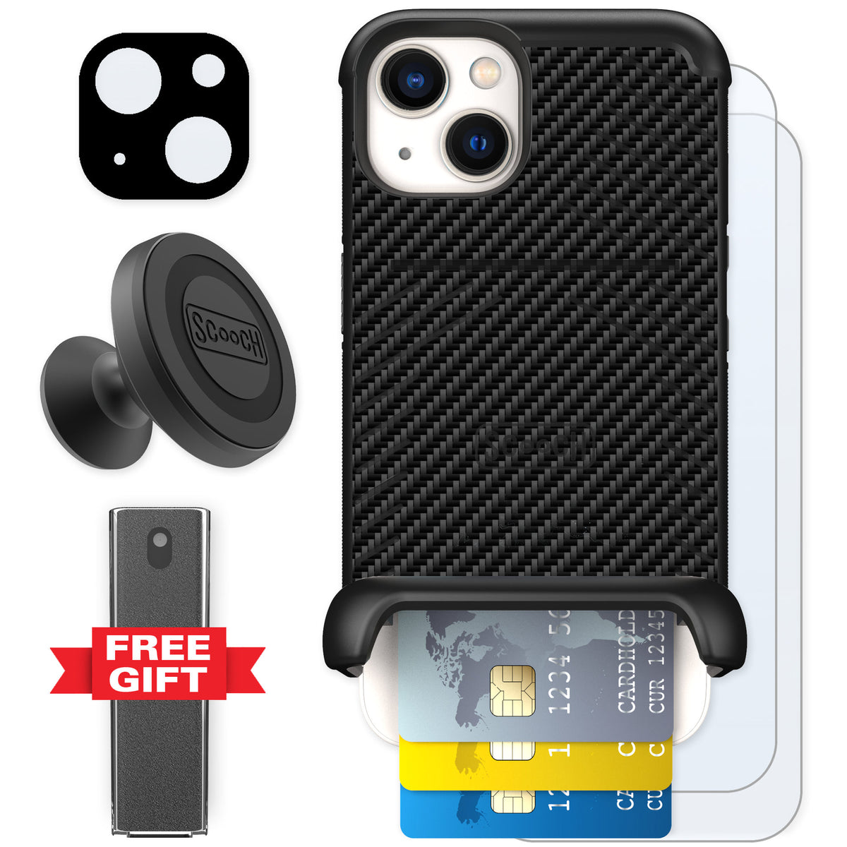 Scooch Wingmate Carbon Fiber for iPhone 13 — Defender Bundle