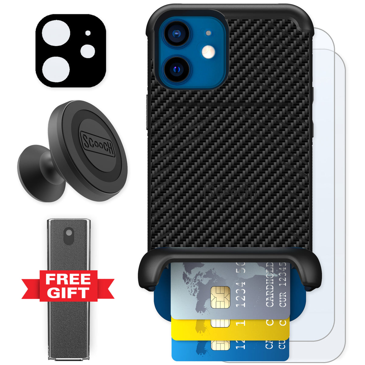 Scooch Wingmate Carbon Fiber for iPhone 12 — Defender Bundle