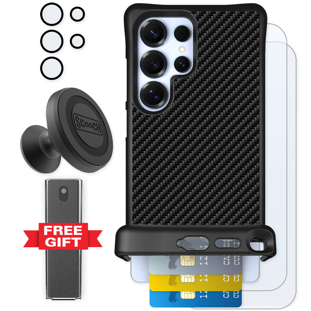 Scooch Wingmate Carbon Fiber for Galaxy S25 Ultra — Defender Bundle