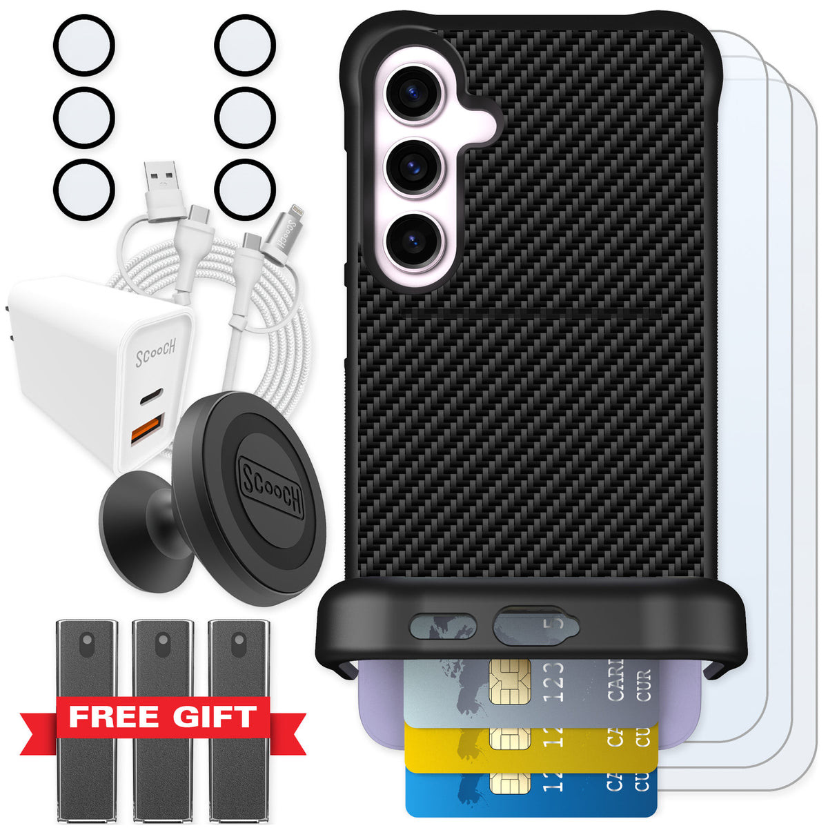 Scooch Wingmate Carbon Fiber for Galaxy S24+ — Ultimate Bundle