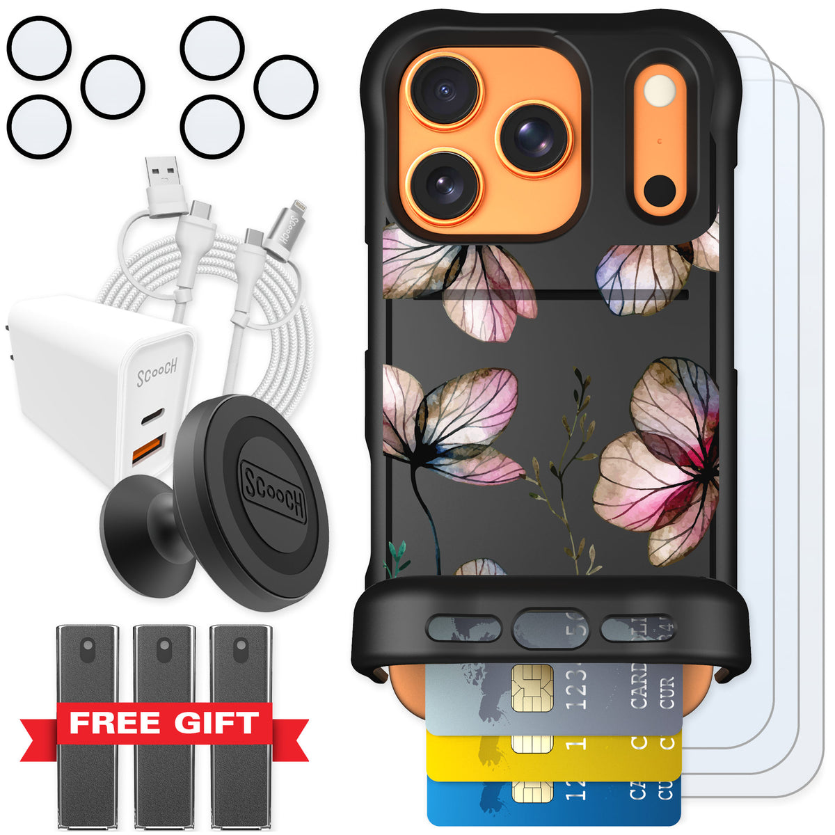 Scooch Wingmate Dried Flowers for iPhone 17 Pro — Ultimate Bundle
