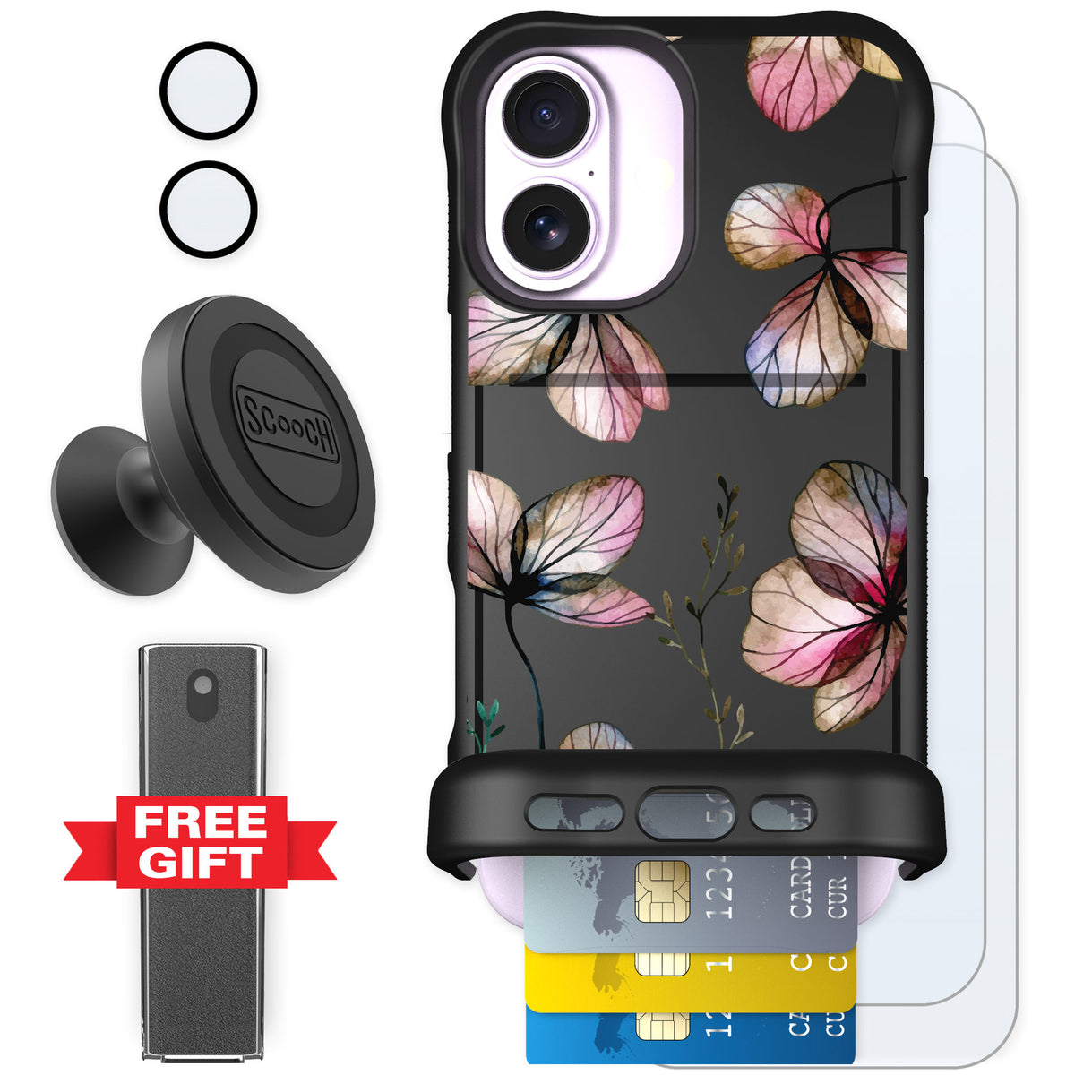 Scooch Wingmate Dried Flowers for iPhone 17 — Defender Bundle