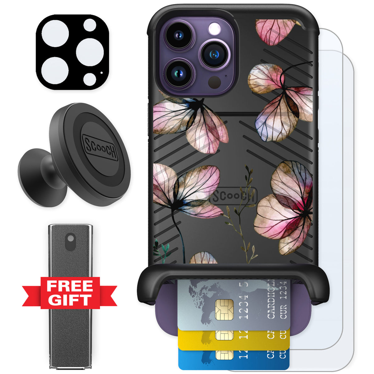 Scooch Wingmate Dried Flowers for iPhone 14 Pro Max — Defender Bundle