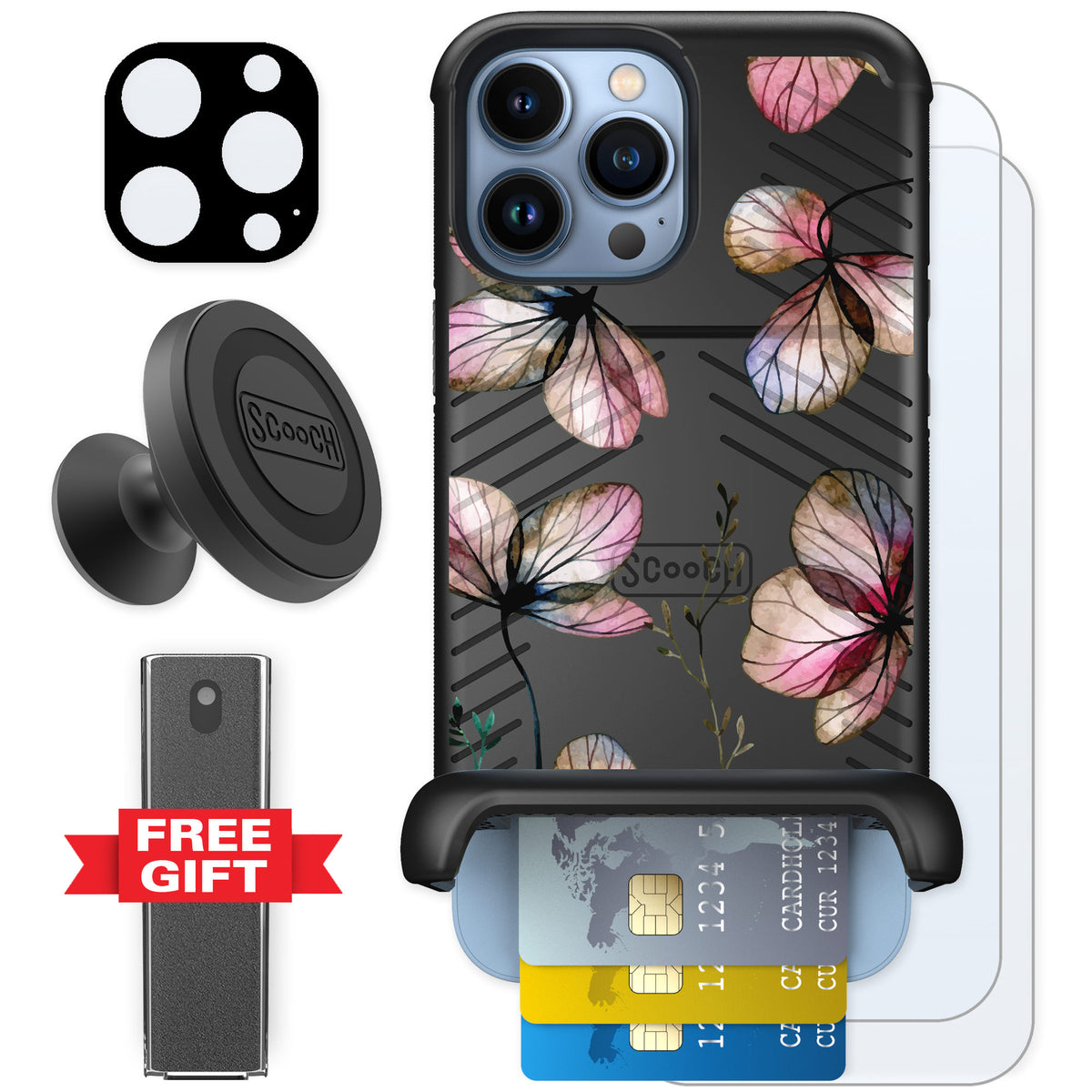 Scooch Wingmate Dried Flowers for iPhone 13 Pro Max — Defender Bundle