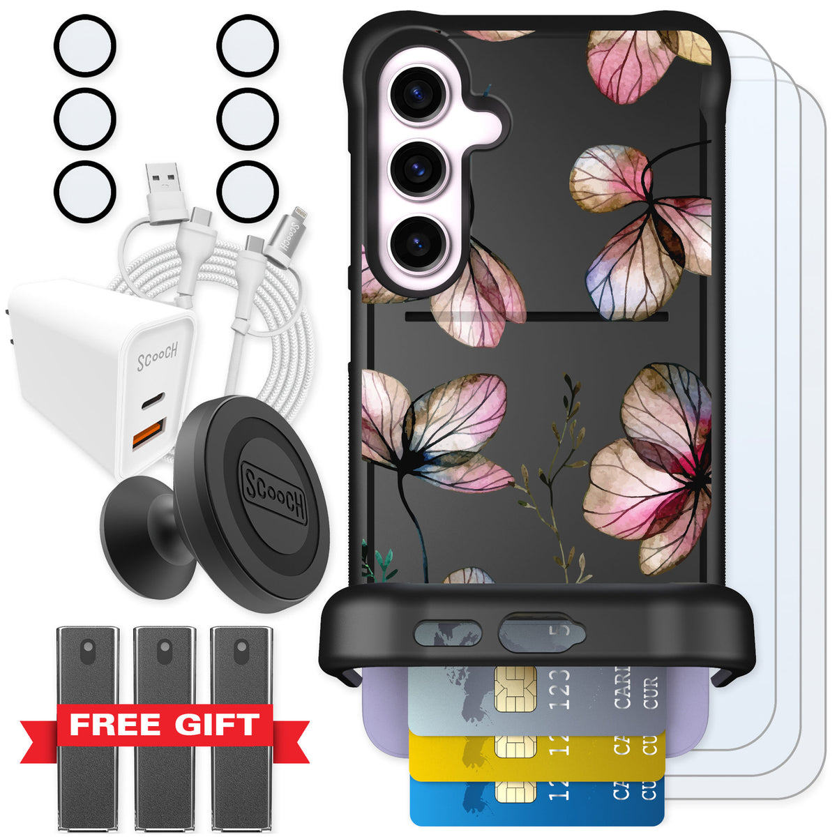 Scooch Wingmate Dried Flowers for Galaxy S24+ — Ultimate Bundle