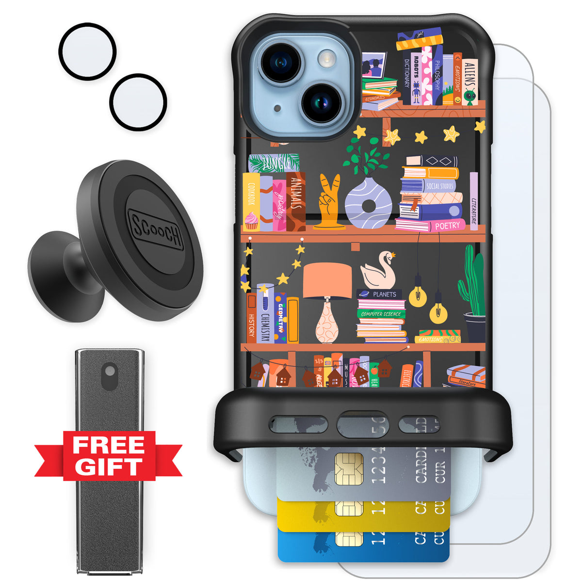 Scooch Wingmate Little Library for iPhone 14 Plus — Defender Bundle
