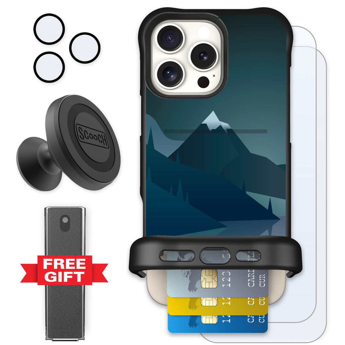 Scooch Wingmate Midnight Ridge for iPhone 16 Pro Max — Defender Bundle