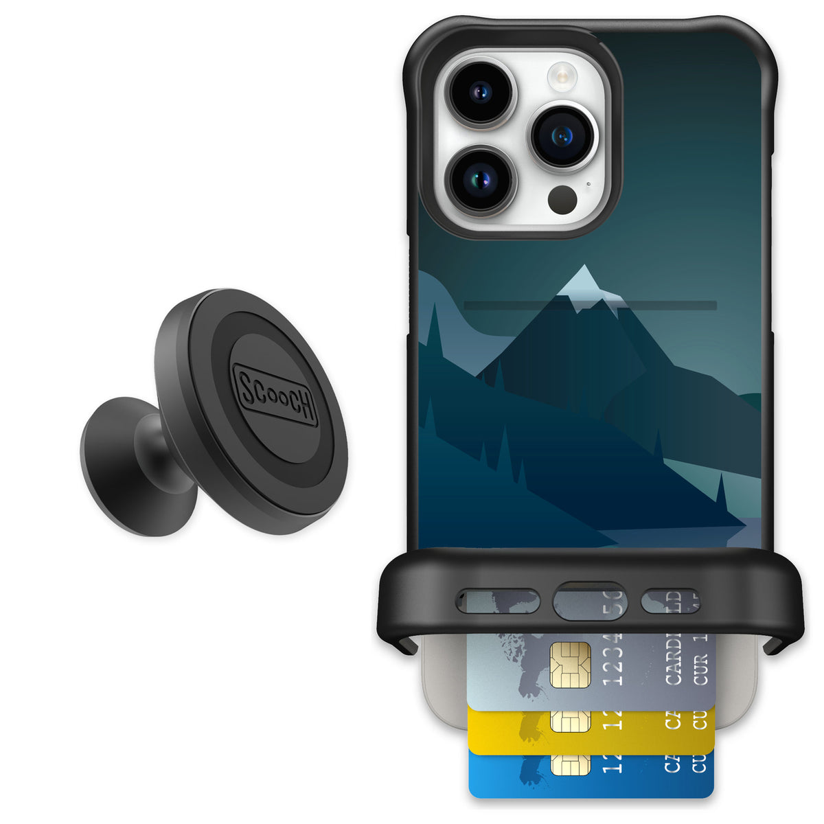 Scooch Wingmate Midnight Ridge for iPhone 15 Pro Max — Starter Bundle