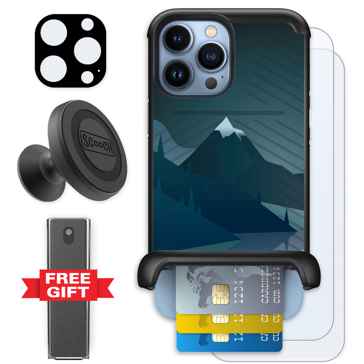 Scooch Wingmate Midnight Ridge for iPhone 13 Pro Max — Defender Bundle