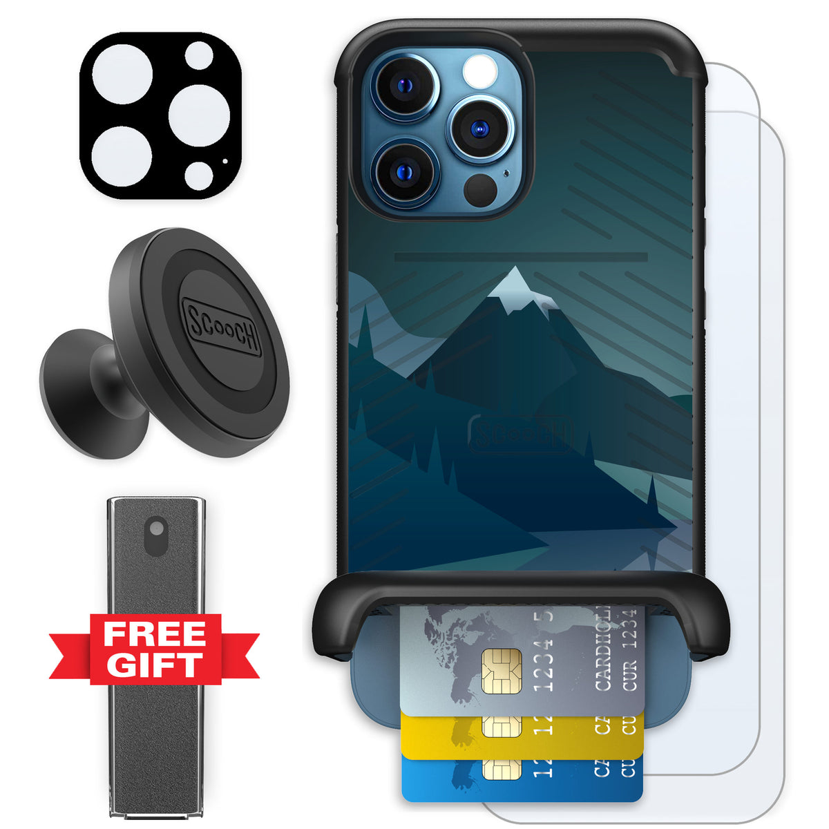 Scooch Wingmate Midnight Ridge for iPhone 12 Pro — Defender Bundle