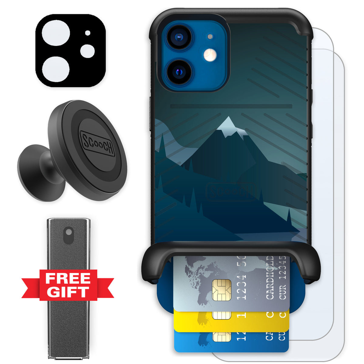 Scooch Wingmate Midnight Ridge for iPhone 12 — Defender Bundle