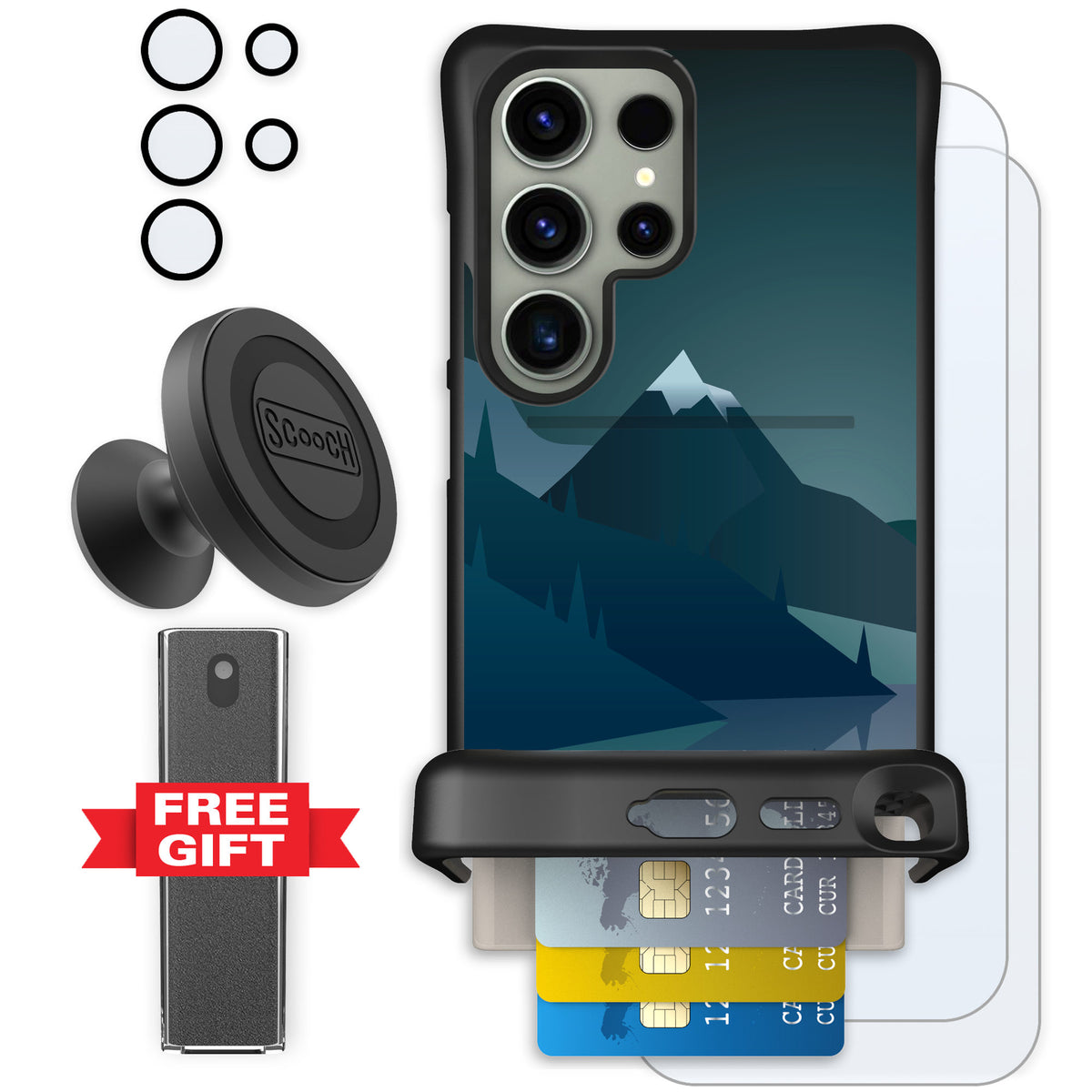 Scooch Wingmate Midnight Ridge for Galaxy S24 Ultra — Defender Bundle