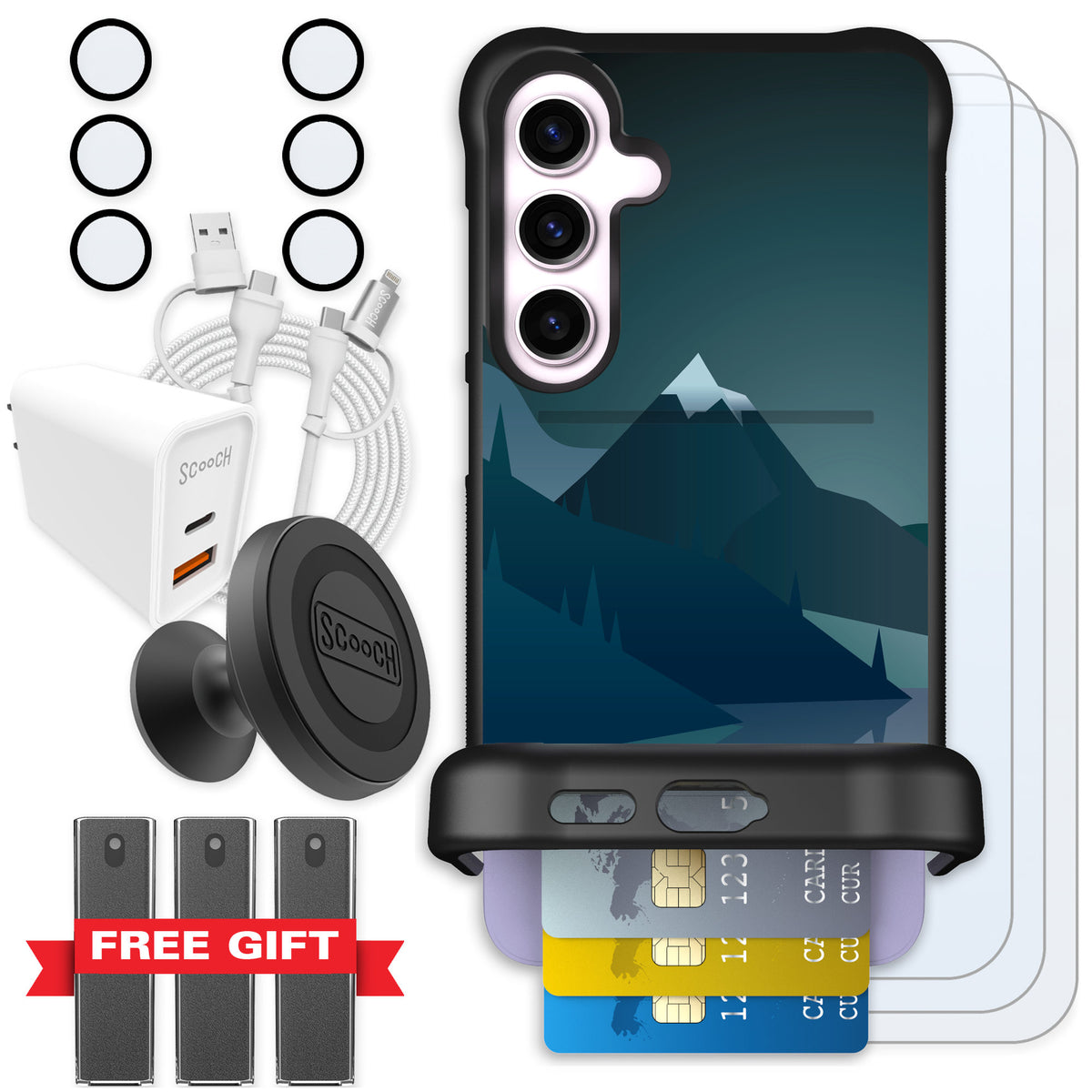 Scooch Wingmate Midnight Ridge for Galaxy S24+ — Ultimate Bundle
