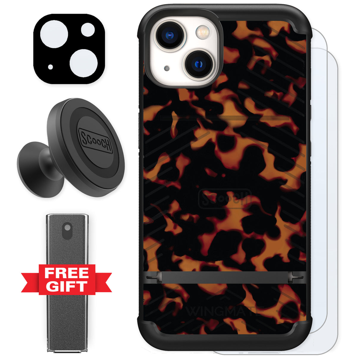 Scooch Wingmate Tortoise Shell for iPhone 13 — Defender Bundle
