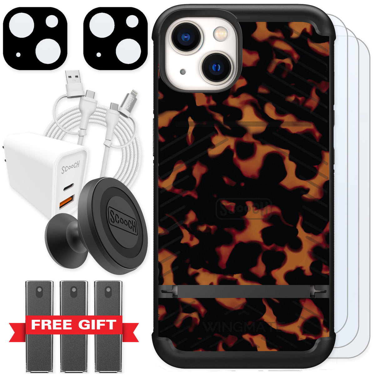 Scooch Wingmate Tortoise Shell for iPhone 13 — Ultimate Bundle