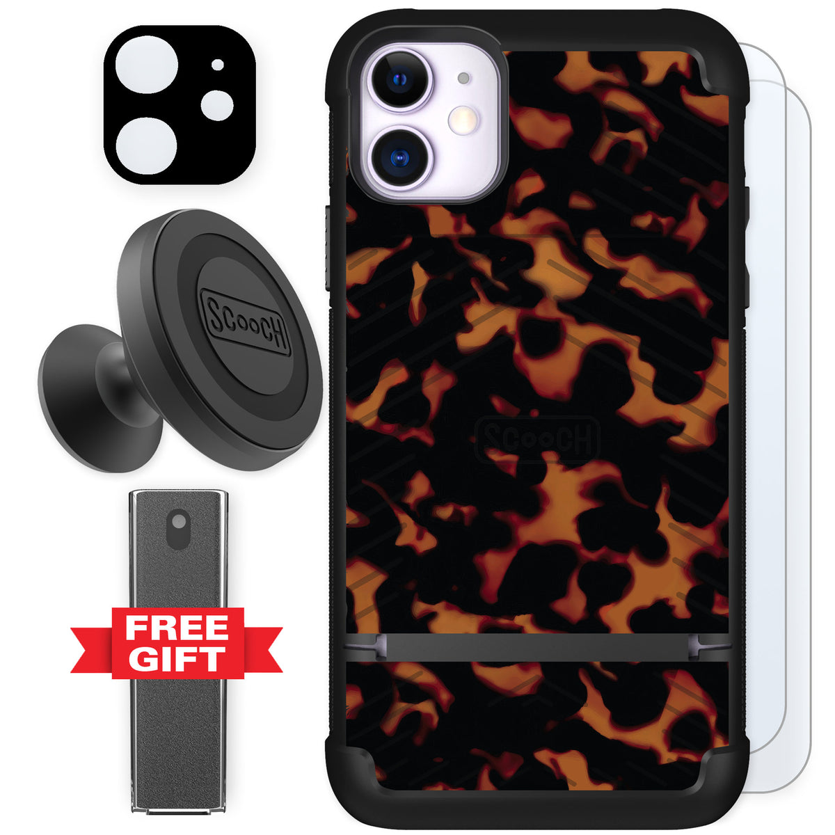 Scooch Wingmate Tortoise Shell for iPhone 11 — Defender Bundle