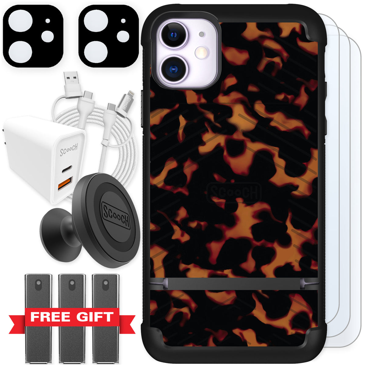 Scooch Wingmate Tortoise Shell for iPhone 11 — Ultimate Bundle