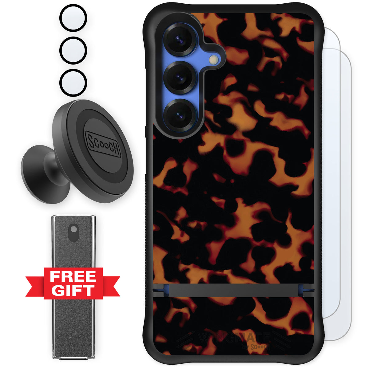 Scooch Wingmate Tortoise Shell for Galaxy S25 — Defender Bundle