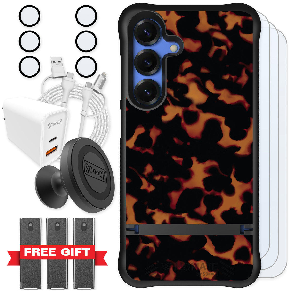 Scooch Wingmate Tortoise Shell for Galaxy S25 — Ultimate Bundle