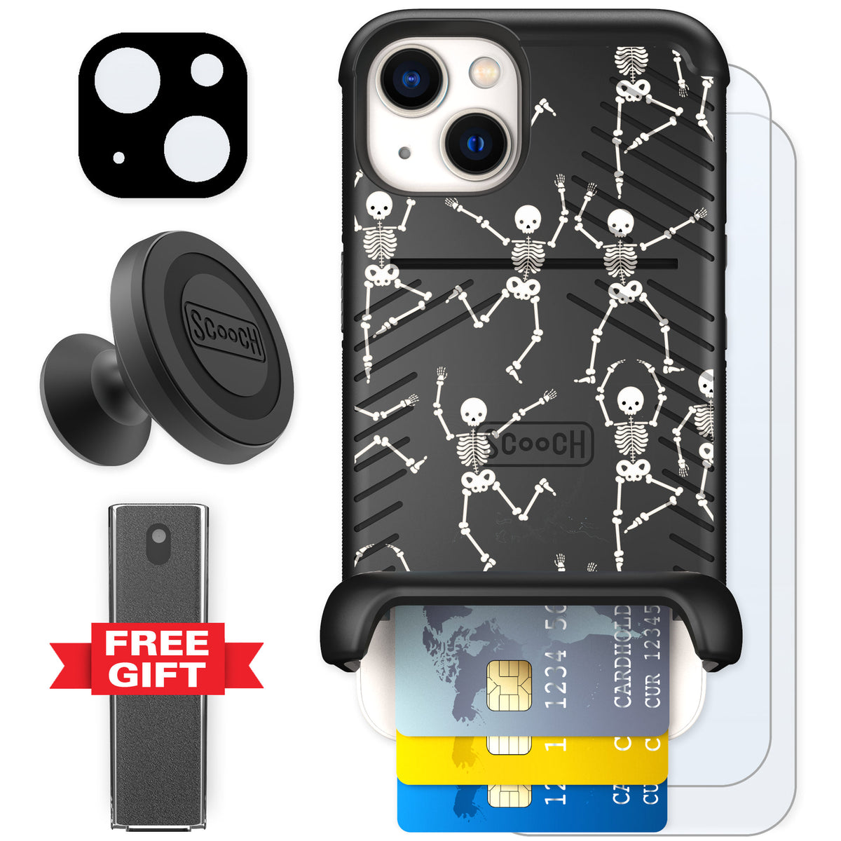 Scooch Wingmate Swinging Skeletons for iPhone 13 — Defender Bundle