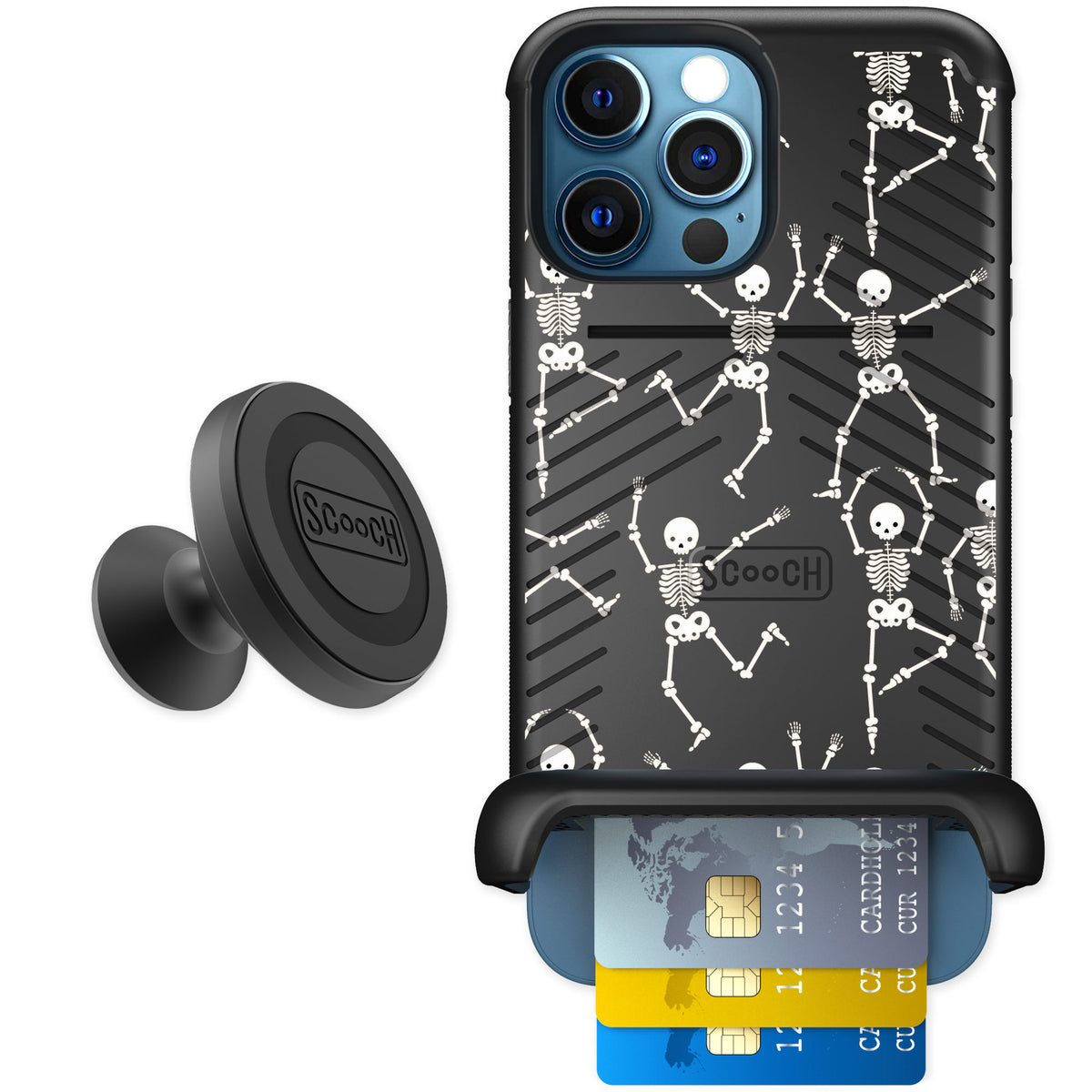 Scooch Wingmate Swinging Skeletons for iPhone 12 Pro Max — Starter Bundle