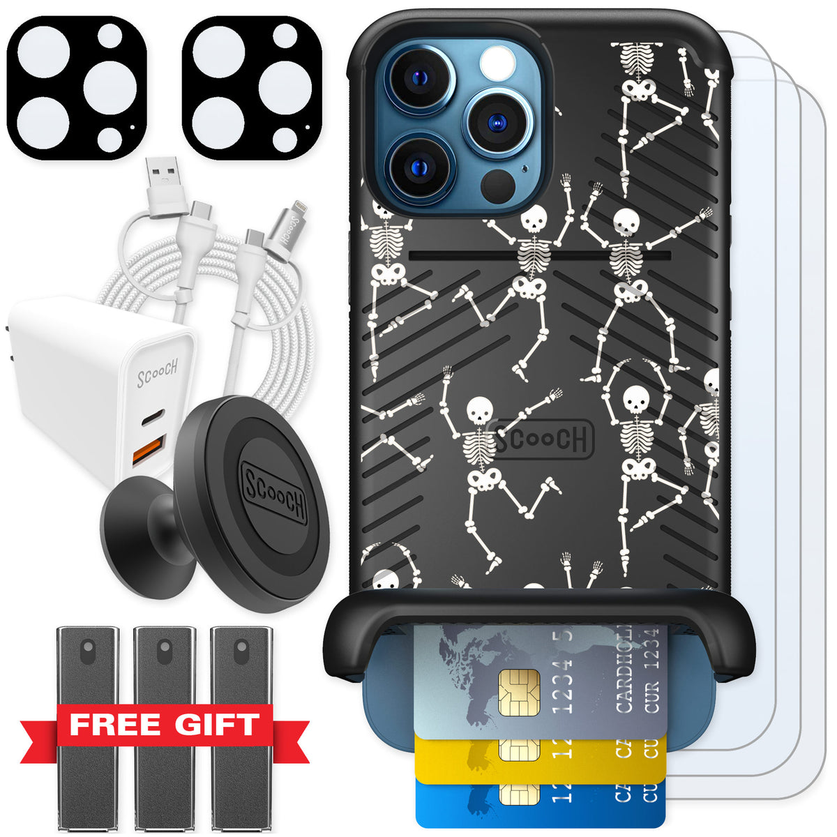Scooch Wingmate Swinging Skeletons for iPhone 12 Pro Max — Ultimate Bundle