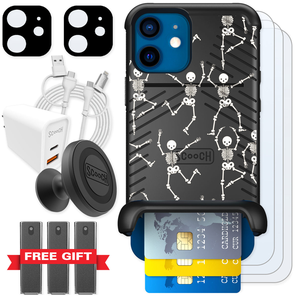 Scooch Wingmate Swinging Skeletons for iPhone 12 — Ultimate Bundle