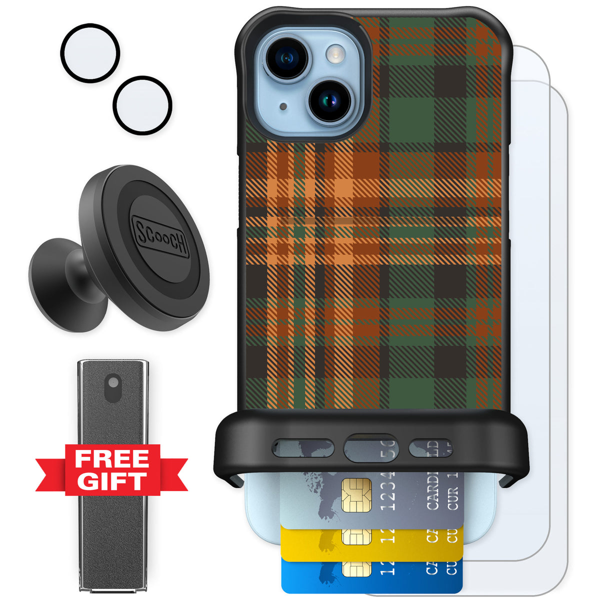 Scooch Wingmate Fall Flannel for iPhone 14 Plus — Defender Bundle