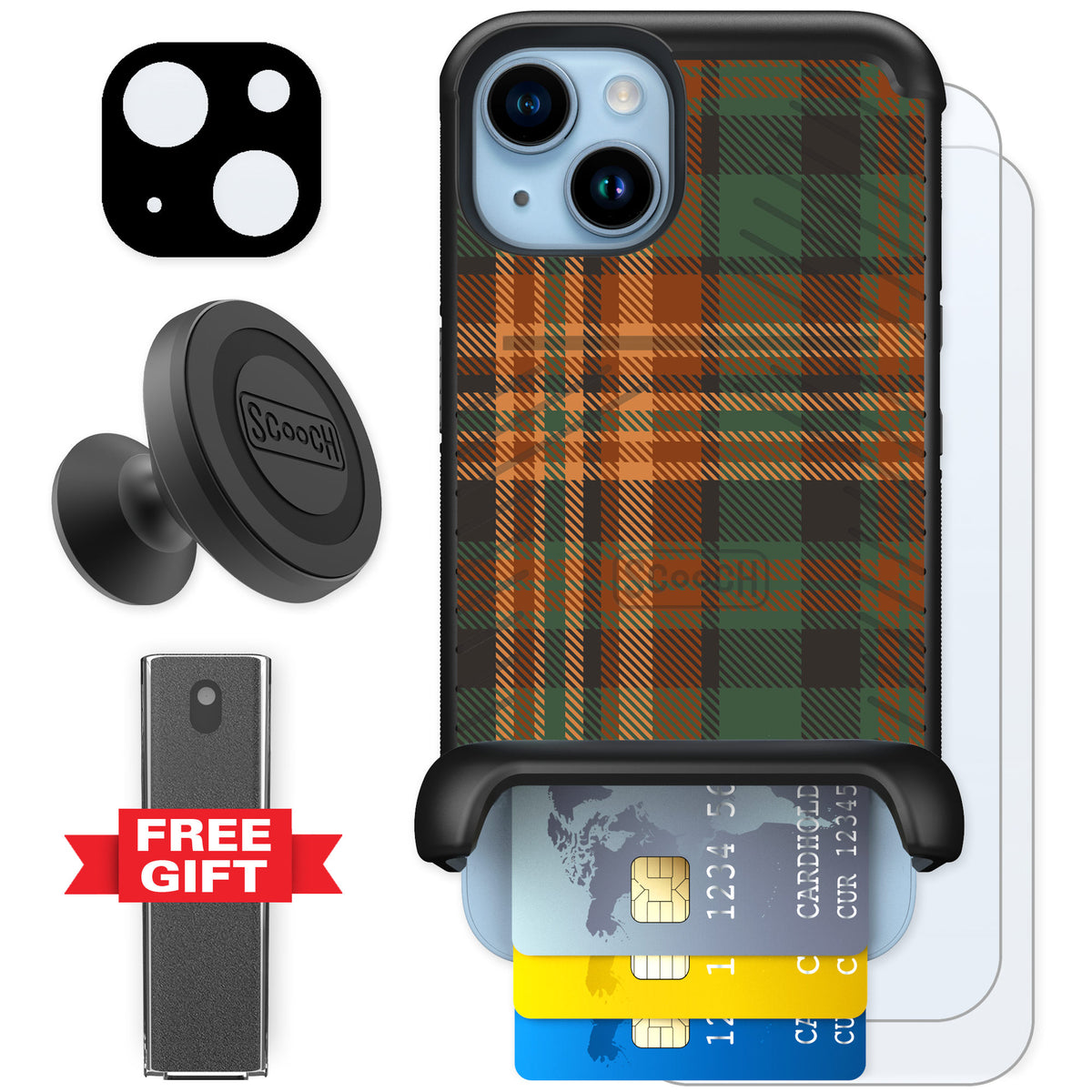 Scooch Wingmate Fall Flannel for iPhone 14 — Defender Bundle