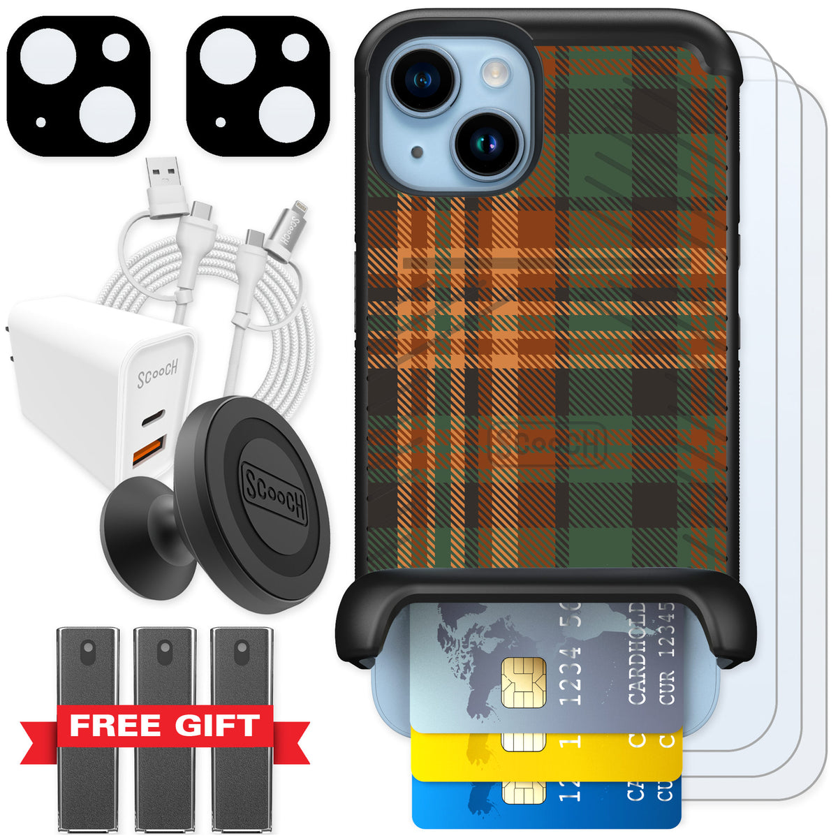 Scooch Wingmate Fall Flannel for iPhone 14 — Ultimate Bundle