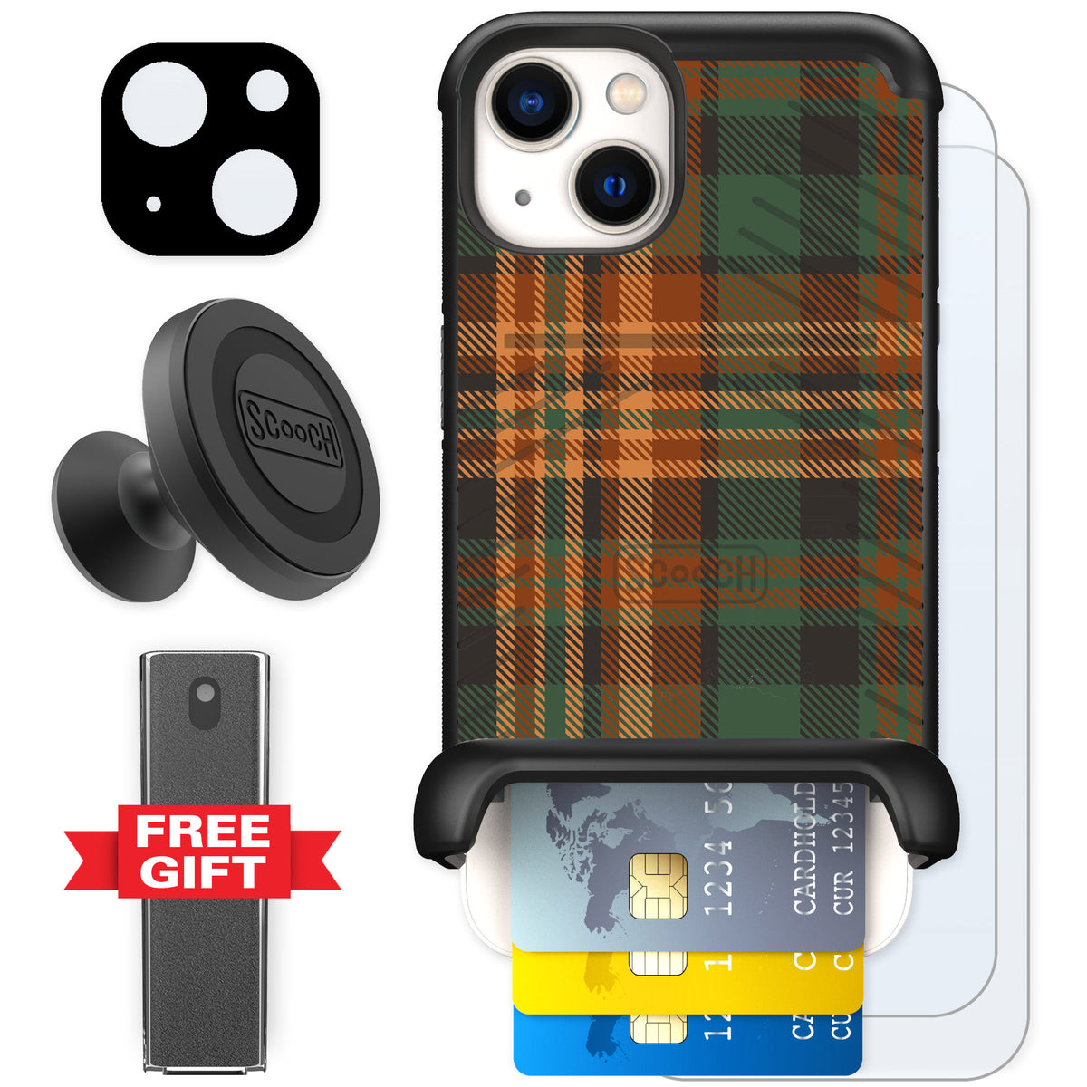 Scooch Wingmate Fall Flannel for iPhone 13 — Defender Bundle