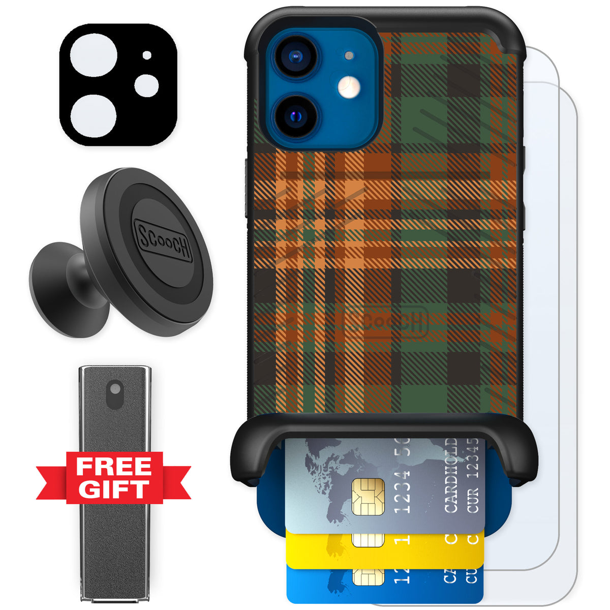 Scooch Wingmate Fall Flannel for iPhone 12 — Defender Bundle