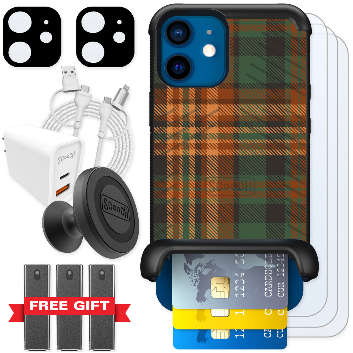 Scooch Wingmate Fall Flannel for iPhone 12 — Ultimate Bundle
