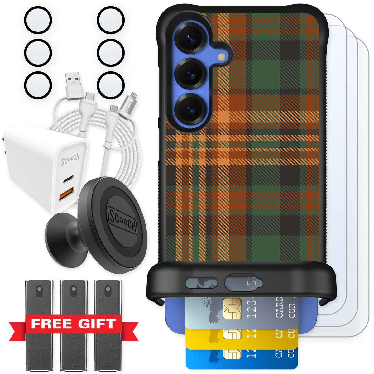 Scooch Wingmate Fall Flannel for Galaxy S25+ — Ultimate Bundle