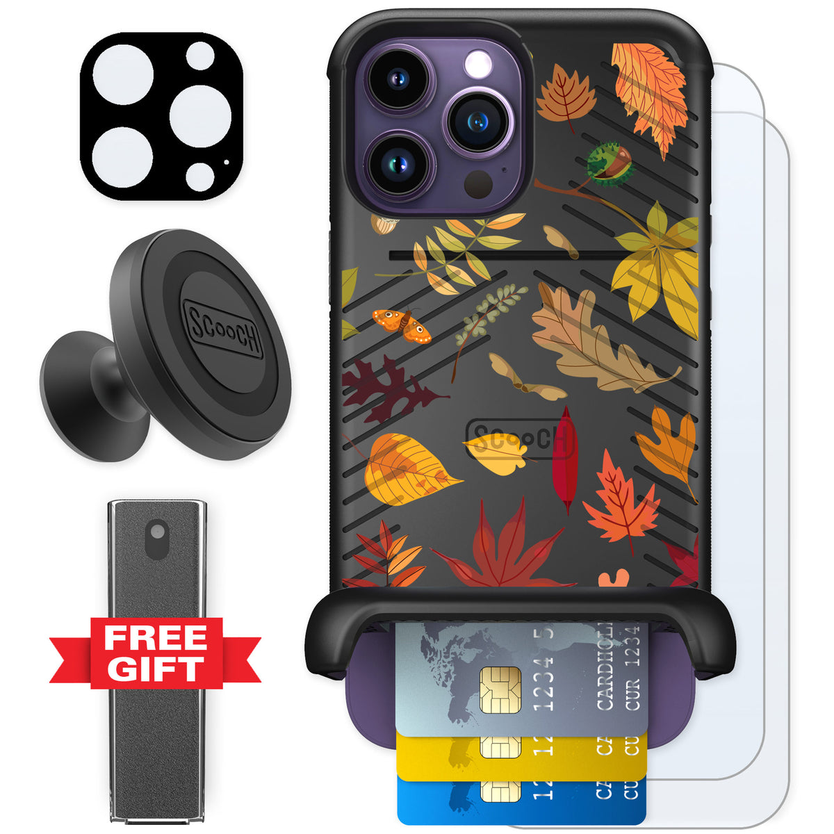 Scooch Wingmate Autumn Leaves for iPhone 14 Pro Max — Defender Bundle