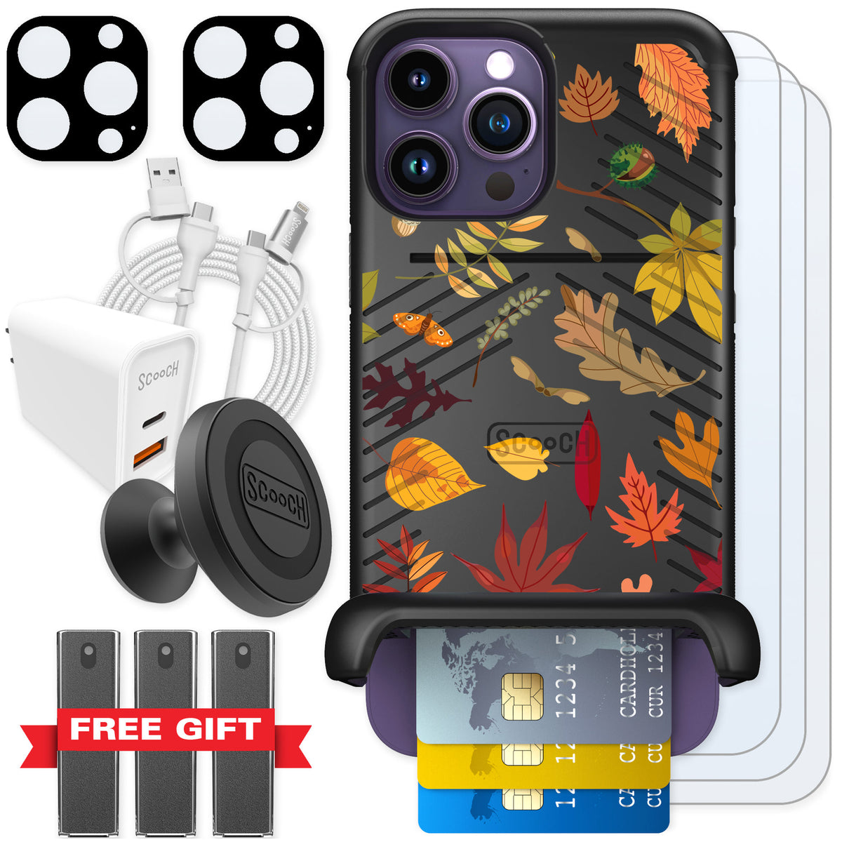 Scooch Wingmate Autumn Leaves for iPhone 14 Pro Max — Ultimate Bundle