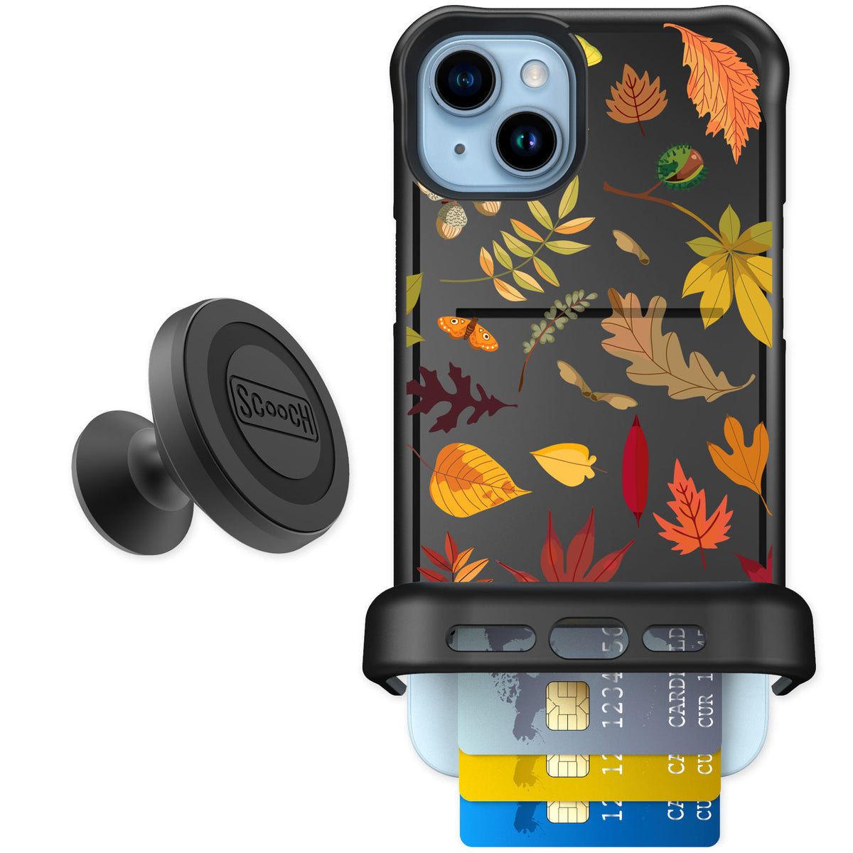 Scooch Wingmate Autumn Leaves for iPhone 14 Plus — Starter Bundle