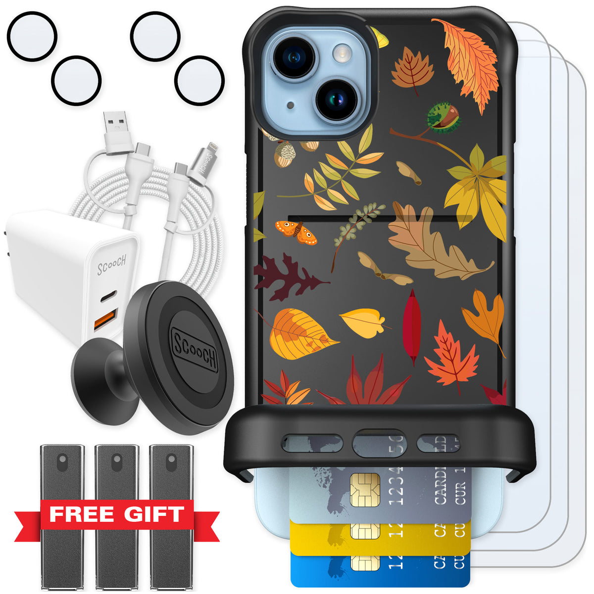 Scooch Wingmate Autumn Leaves for iPhone 14 Plus — Ultimate Bundle