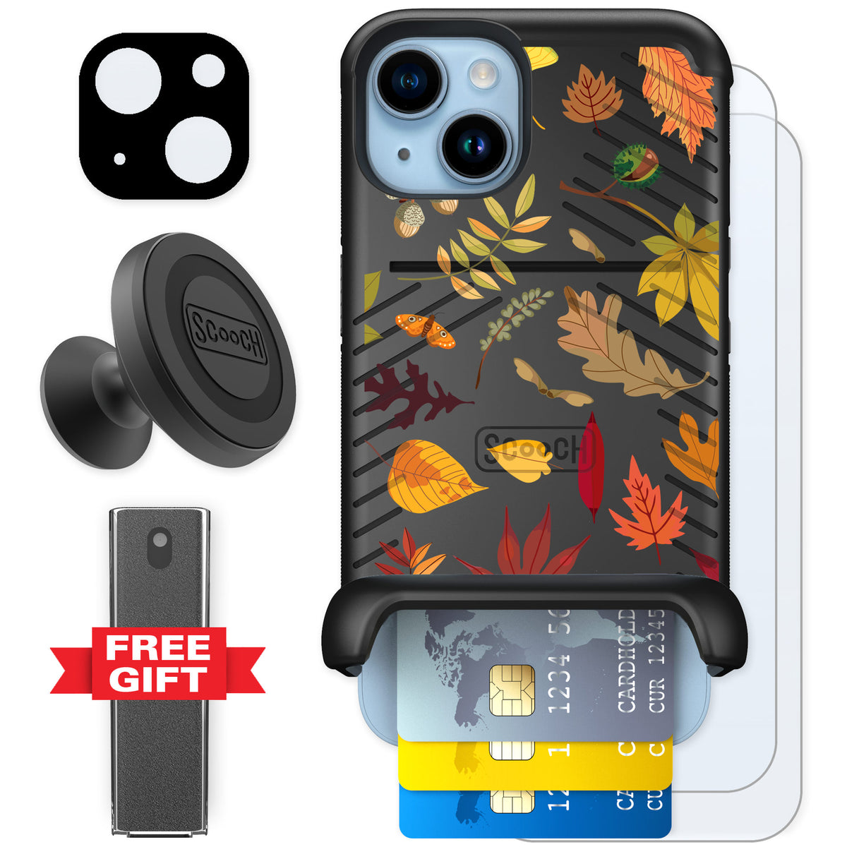 Scooch Wingmate Autumn Leaves for iPhone 14 — Defender Bundle