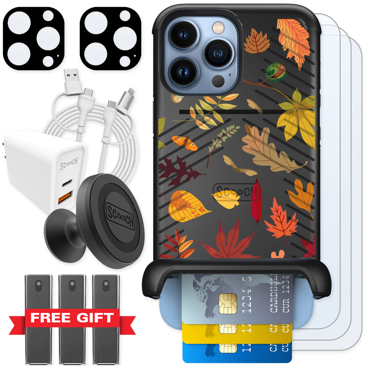 Scooch Wingmate Autumn Leaves for iPhone 13 Pro Max — Ultimate Bundle