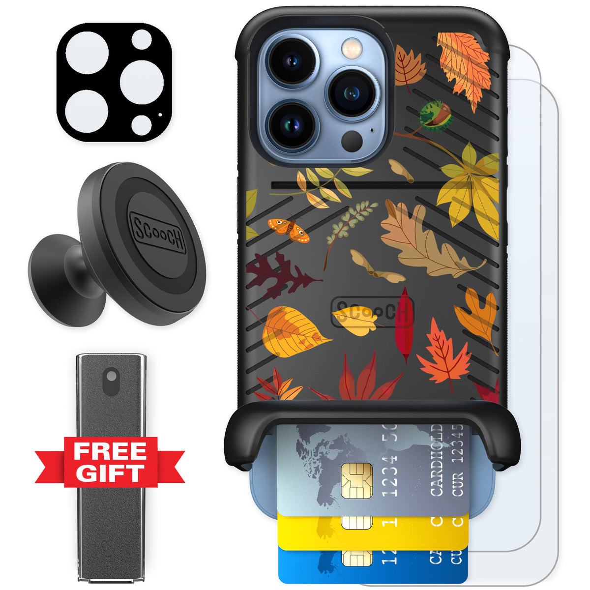 Scooch Wingmate Autumn Leaves for iPhone 13 Pro — Defender Bundle