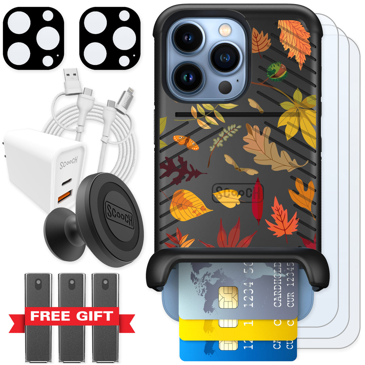 Scooch Wingmate Autumn Leaves for iPhone 13 Pro — Ultimate Bundle