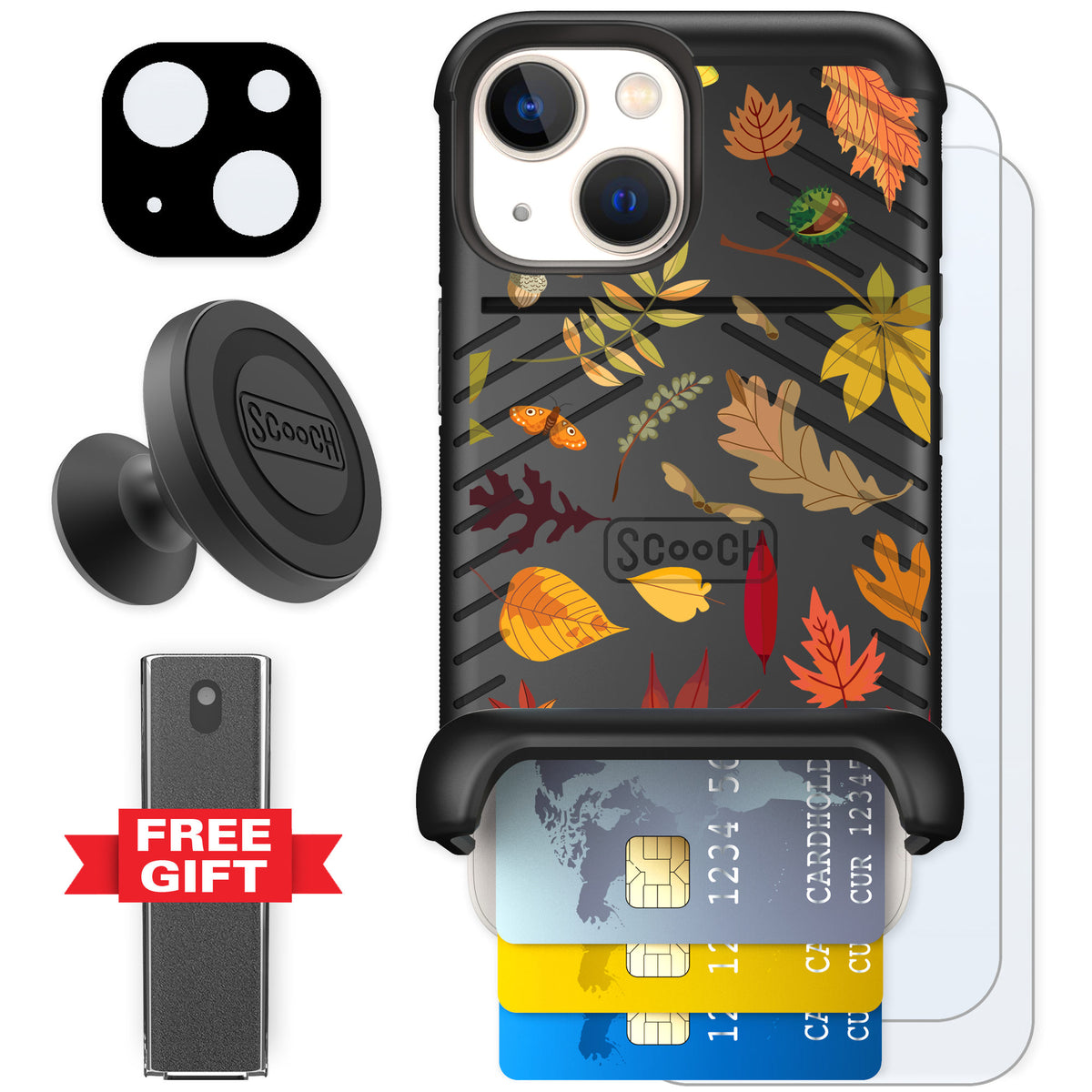 Scooch Wingmate Autumn Leaves for iPhone 13 mini — Defender Bundle