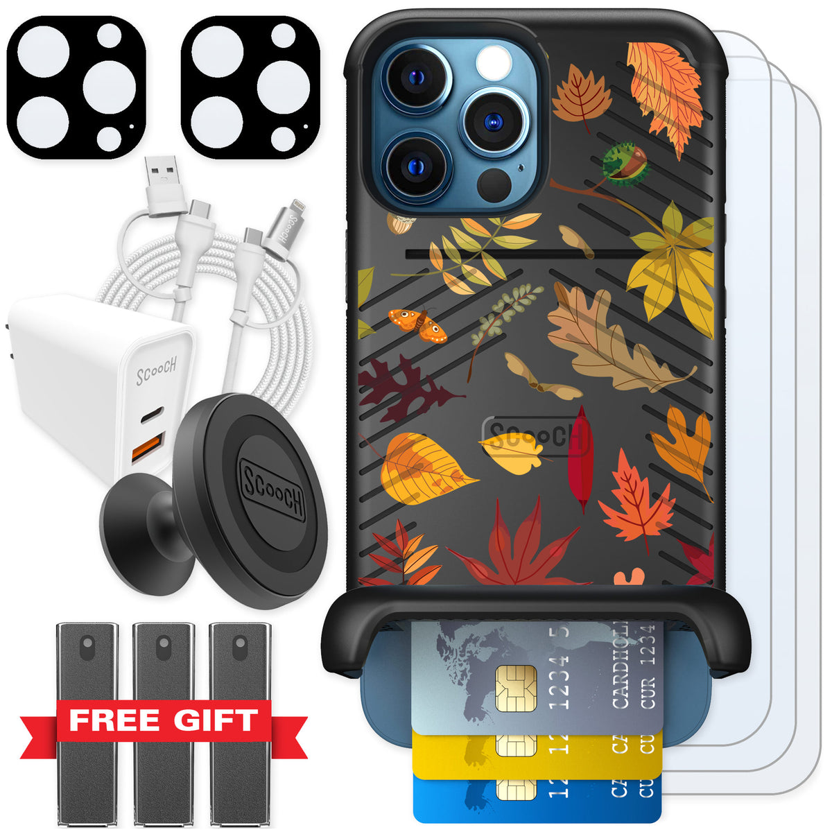 Scooch Wingmate Autumn Leaves for iPhone 12 Pro — Ultimate Bundle